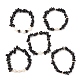 Set di braccialetti elasticizzati con chip di ossidiana naturale da 5 pz BJEW-JB09551-03-1