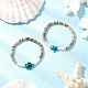 Браслеты из кокосовых бусин с морскими черепахами и морскими звездами BJEW-JB11882-3