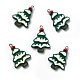 不透明樹脂ペンダント  プラチナトーンの鉄ループ付き  クリスマスツリー  濃い緑  32x22.5x5mm  穴：2mm RESI-D055-015P-1
