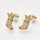 Ciondoli in ottone con zirconi cubici e orecchini a bottone e anelli regolabili set di gioielli SJEW-S043-12-4