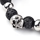 Skull Natural Lava Rock Beaded Stretch Bracelets BJEW-JB02235-2