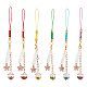 Olycraft 6 pièces porte-clés chat chanceux pendentifs chat japonais porte-clés avec décoration de cloche sakura maneki neko lanière de sangle de téléphone mobile porte-clés en corde pour sac à main sac à dos téléphone décor cadeaux HJEW-PH01586-1