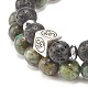 2Pcs 2 Style Mala Bead Bracelets Set with Tibetan Agate Dzi Beads BJEW-JB08020-7