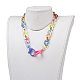 Personalized Rainbow CCB Plastic & Acrylic Curb Chain Necklaces X-NJEW-JN02878-01-5