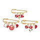 3Pcs 3 Style Valentine's Day Heart/Rose Alloy Enamel Charms Safety Pin Brooch JEWB-BR00134-1