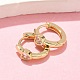Серьги-кольца из латуни с микропаве и прозрачным кубическим цирконием в форме сердца&nbsp;LS-EJEW-Z102-28G-2