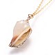 Golden Electroplated Conch Shell Pendants Necklaces NJEW-JN02310-3