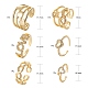 6Pcs 6 Styles Brass Micro Pave Clear Cubic Zirconia Cuff Rings RJEW-LS0001-45G-3