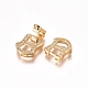 Brass Micro Pave Clear Cubic Zirconia Fold Over Clasps ZIRC-I038-26G-2