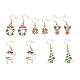 Pendientes colgantes de esmalte de aleación con tema navideño EJEW-JE04460-1