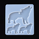 オオカミのペンダントシリコンモールド  レジン型  UVレジン用  エポキシ樹脂ジュエリー作り  ホワイト  96x89x5.5mm  オオカミ：57.5x78.5mmと32.5x43.5mm X-DIY-I026-15-1