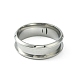 201 Stainless Steel Grooved Finger Ring Settings STAS-TAC0001-10D-P-2