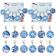 NBEADS 24 Pcs Glass Flat Round with Blue and White Porcelain Pattern Stitch Markers HJEW-PH01782-1