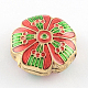 Flower Handmade Brass Enamel Beads KK-R007-25-1