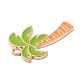 合金ペンダント  エナメル  ゴールドカラー  椰子の木のチャーム  芝生の緑  29.5x18x1.5mm  穴：2mm ENAM-H041-05KCG-3
