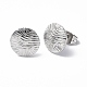 304 Stainless Steel Textured Flat Round Stud Earrings for Women EJEW-F300-02P-1