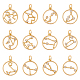 SUPERFINDINGS 12 Style Brass Cubic Zirconia Twelve Constellation Pendant Flat Round with Zodiac Sign Jewelry Charms 17.5x15mm Real 18K Gold Plated Hollow Pendants for DIY Necklaces Making KK-FH0004-43-1