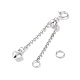Rhodium Plated 925 Sterling Silver Ends with Chains STER-P050-05P-2