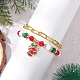 2 шт. 2 стильных браслета с подвесками из сплава и эмали в рождественском стиле и наборы железных браслетов-цепочек со скрепками BJEW-JB12443-01-3