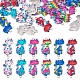 24pcs 6 Colors Printed Alloy Kitten Connector Charms ENAM-TA0001-44-1