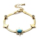 Bracelet à maillons ronds en étoile turquoise synthétique et strass avec chaînes à chevrons NJEW-C012-03G-1