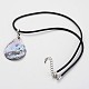 Teardrop Waxed Cord Natural Paua Shell Pendant Necklaces and Earrings Jewelry Sets SJEW-M088-02-2