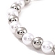 201 Stainless Steel & Plastic Pearl Round Beaded Bracelet for Women STAS-D179-01P-2