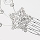 結婚式ブライダル装飾的なヘアアクセサリー  スター合金ラインストーンの毛の櫛  鉄のパーツとabs樹脂ビーズ  クリスタル  88x71mm OHAR-R196-20-2