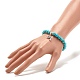 Bracelet extensible perlé rond turquoise synthétique avec goutte charm pour femme BJEW-JB07584-3