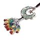 Natural Green Aventurine Moon with Mixed Gemstone Chips Tassel Pendant Decorations G-L524-07R-A06-3
