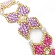 Bracelet fleur en perles de rocailles de verre avec perle coquillage ronde BJEW-MZ00007-5