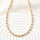 Женские ожерелья из трехцветных текстурированных латунных бусин толщиной 4 мм NJEW-D314-12PG-1