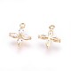 Real 18K Gold Plated Brass Cubic Zirconia Charms X-KK-R037-157G-2