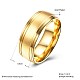 メンズチタンスチールフィンガー指輪  ワイドバンドリング  サイズ7  ゴールドカラー  17.3mm RJEW-BB27593-A-7-6