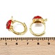 Серьги-кольца с божьей коровкой из латуни с микропаве из кубических цирконий EJEW-S277-02G-5