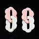 手作りのポリマークレイリンキングリング  二重楕円形の花  ピンク  51mm  リング：32x24x3mm CLAY-N010-032-03-1