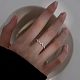 925 anello regolabile da donna in argento sterling con micro pavé di zirconi trasparenti placcati al rodio RJEW-G302-02P-4
