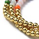 Round Brass and Faceted Glass Braided Bead Bracelet BJEW-C052-06-3