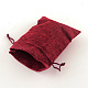 ポリエステル模造黄麻布包装袋巾着袋  暗赤色  13.5x9.5cm X-ABAG-R004-14x10cm-06-2