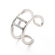 Clear Cubic Zirconia Initial Letter Open Cuff Ring RJEW-A012-01P-H-2