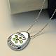 Drop Engraved Merry Christmas and Mistletoe/Holly Leaves Alloy Enamel Pendant Necklaces NJEW-N0052-096-5