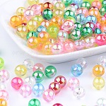 Eco-Friendly Transparent Acrylic Beads, Round, AB Color, Mixed Color, 8mm, Hole: 1.5mm, about 2000pcs/500g