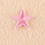 Tela de bordado computarizada para planchar / coser parches, accesorios de vestuario, apliques, estrella, rosa, 3x3 cm