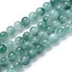 Brins de perles de jade de fleurs naturelles, teinte, ronde, 8~9mm, Trou: 1mm, Environ 46 pcs/chapelet, 15.3 pouce