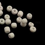 Perles rocailles en verre opaque mat, ronde, blanc, 2x1~2mm, Trou: 0.5mm, environ 30000 pcs / sachet , 440~450 g / sac