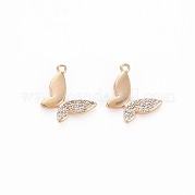 Brass Micro Pave Clear Cubic Zirconia Charms KK-S364-098