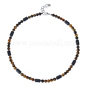 Ожерелья из круглых бусин из натурального тигрового глаза и столбчатой лавы диаметром 6 мм для женщин и мужчин LV4865-4