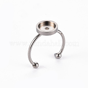 201 Stainless Steel Cuff Pad Ring Settings STAS-S080-042C-P