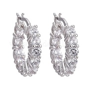 Латунные серьги-кольца из прозрачного кубического циркония EJEW-K083-42P