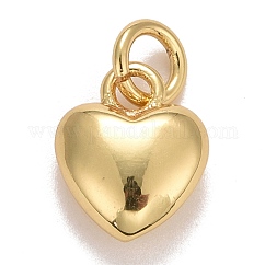 Cremagliera pendenti in ottone placcatura, con anelli di salto, placcato di lunga durata, piombo & cadimo libero, cuore, vero placcato oro 18k, 9.5x7.5x3.5mm, anello di salto: 4.6x0.8 mm, 3mm diametro interno 